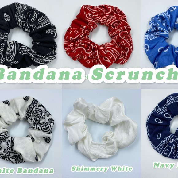 Set of 6 Scrunchies Bandana Scrunchies - Picture 1 of 6